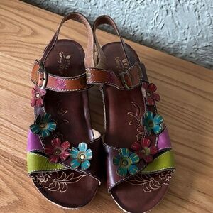 Spring Step Multicolor Floral Sandals size 39